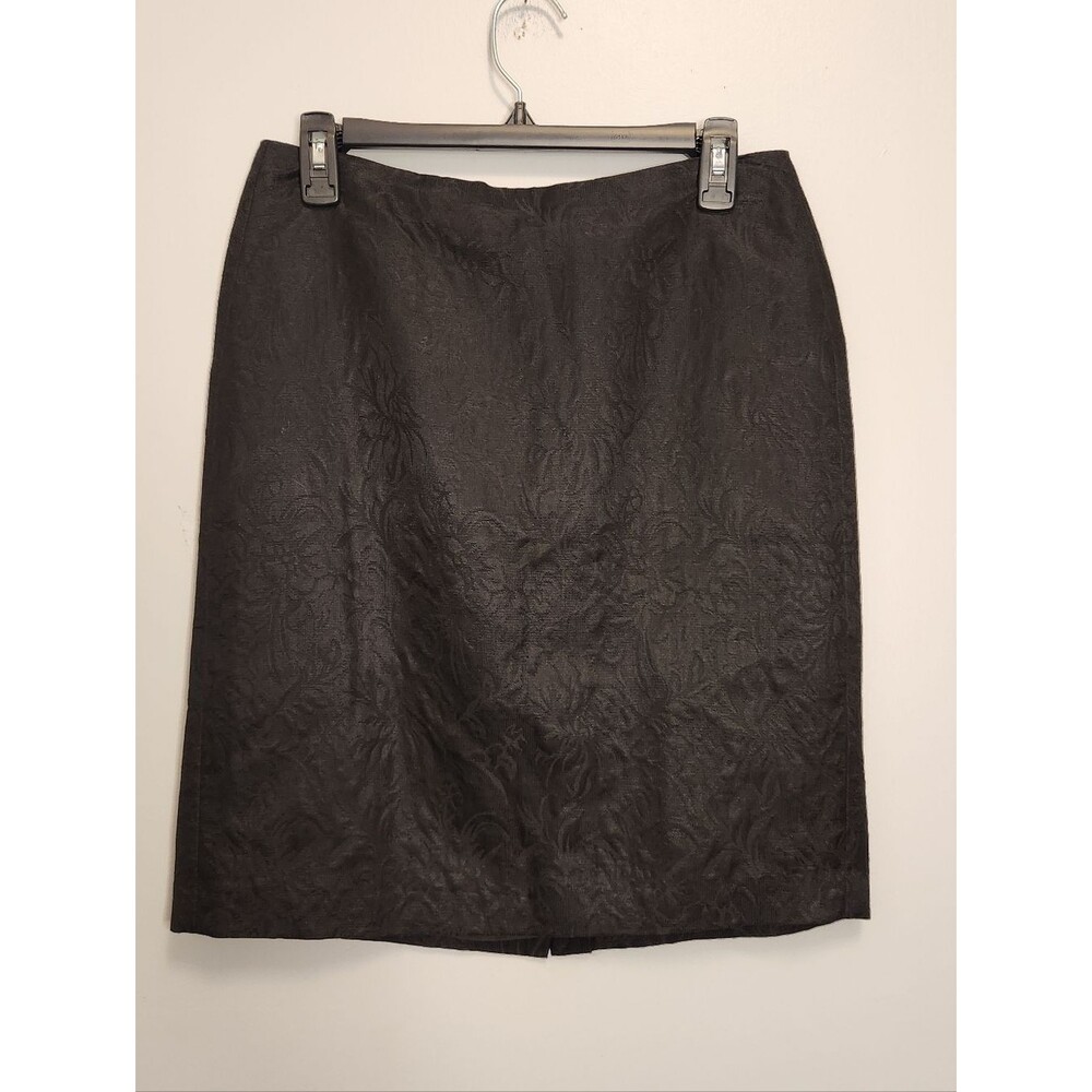 Vintage 80s/90s Albert Nipon Women's Black Jacquard Pencil Skirt Size 4